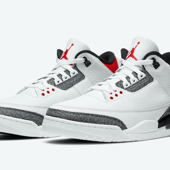 Air Jordan 3 Retro Denim SE “Fire Red” Size 11 Men's White 2020 CZ6431-1… - Picture 2 of 12